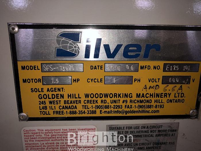 Used 2006 *******sold, not picked up, Silver SFS-730M Shaper, Used shaper #BM2052