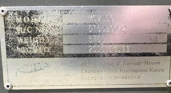 Used SAMSUNG MCV 50 VERTICAL MACHINING CENTER (X/Y/Z): 35.43" X 19.69" X 20.08" FANUC OiMD STK #104859