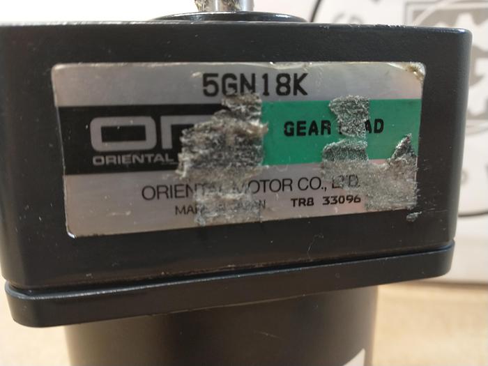 Used Oriental Motor 5RK40GN-AW 5GN18K 230v 50Hz Reversable Gear Motor 18:1 Ratio GH116