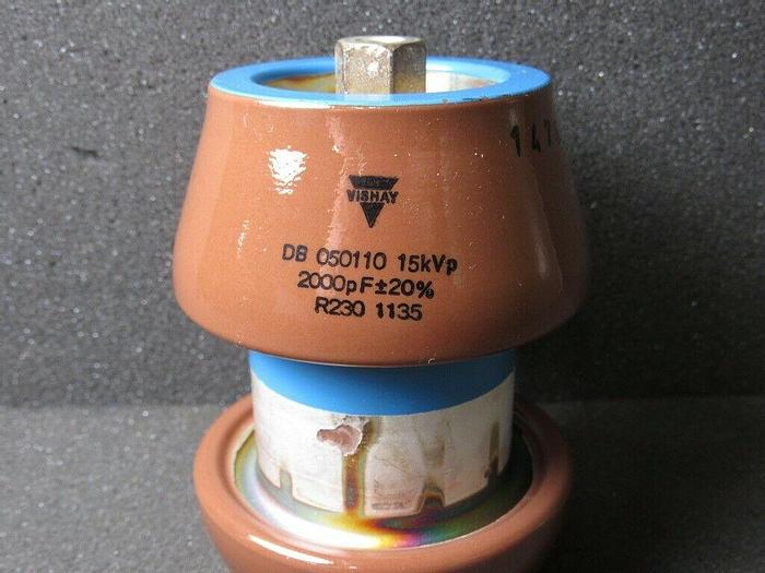 Used VISHAY DB 050110 15kVp 2000pF +/- 20 R230 RF Power Capacitor (No mounting Rim)