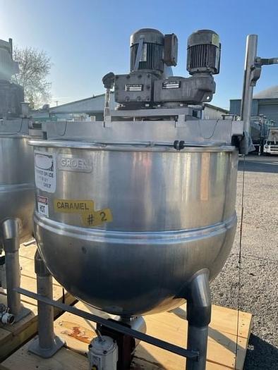 Used Groen 150 Gallon Stainless Steel Jacketed Mix Kettle With Dual Agitation