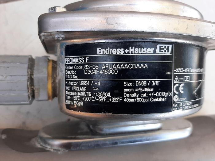 Used Meter, Flow, Endress Hauser, Promass F 3/8", 316 S/st, B #S743323