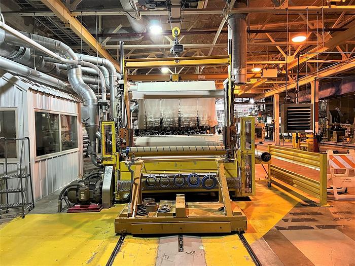 Used 84" ASSOCIATED MACHINE DESIGN TWO DRUM SLITTER REWINDER 4500 FPM 66" DIAMETER