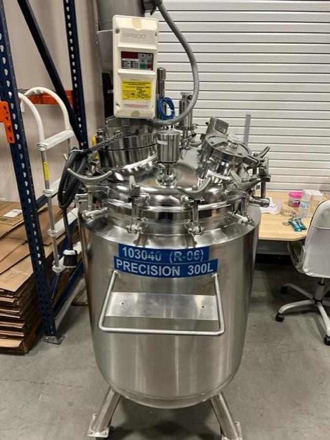 Used 300 liter Portable Jacketed mixing tank Precision Stainless Inc