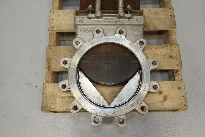 Used True Line 12" Hand Operated V-Port Knife Gate Valve #44184