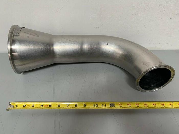 Used Stainless Steel 90 Degree Reducer w/ Sanitary Fittings 4.5" to 6.5"