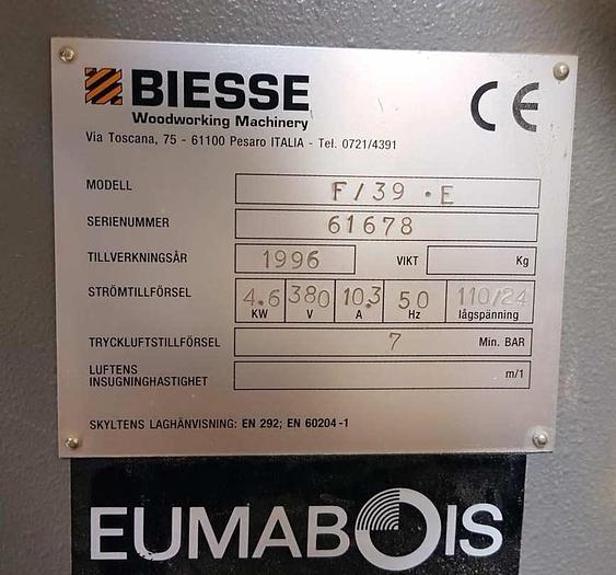 Used 1996 Biesse dowel drilling machine model Compact F 39 E