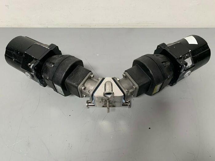 Used 2 ITT Sherotec 3-way Stainless Steel Valve w/ Position Monitors & 1" Fittings