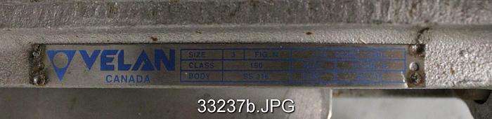 Used Velan L10-0320C 3" Hand Operated Knife Gate Valve #33237