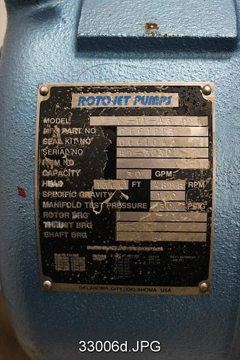 Used Rotojet K-11-A3 Dbl Rotojet High Pressure Pum #33006