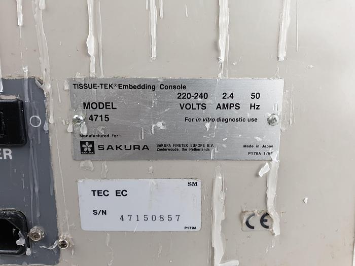 Used Sakura Tissue-Tek 4715 Embedding console system