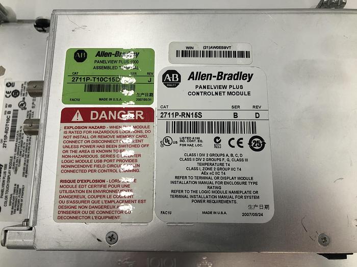 Used ALLEN BRADLEY PANELVIEW PLUS 1000 SERIES B WITH CONTROLNET MODULE
