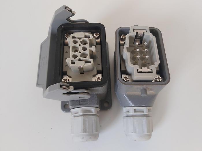 Gebraucht 4 Stück Industrie Stecker u Steckdosen, 6p., Harting neu und gebraucht