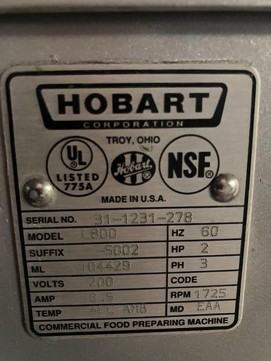 Used USED Hobart 80-Quart Mixer with Bowl Guard, Model L800
