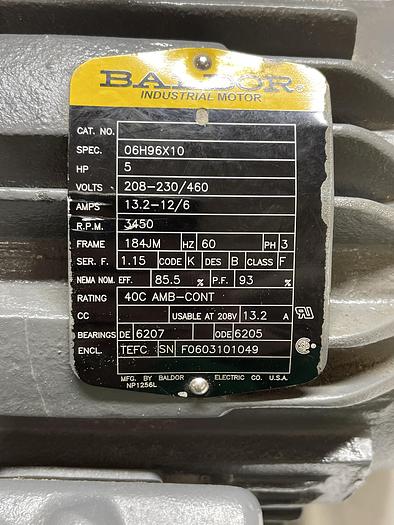 Used Baldor 06H96X10 5HP PH3