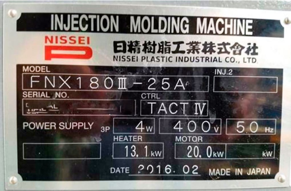 Used Nissei FNX 180 - Injection molding - 2016