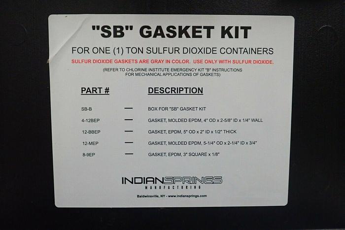 Used Indian Springs SB Sulfur Dioxide Ton Container Gasket Set ~ SO2 Kit EPDM Gasket