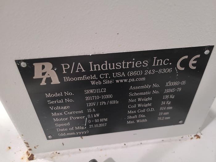 Used P/A Industries Dual Motorized Stock Feed Reels with Antenna Feed Control