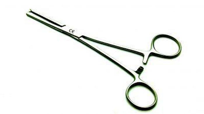 Used Forceps Artery Kocher Straight 1 in 2 Teeth 165mm (6-1/2in)