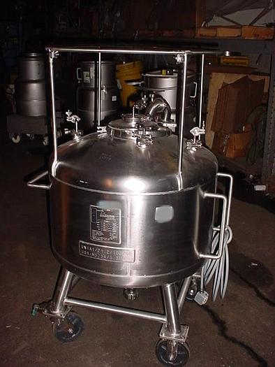 Used 200 LITER SHARPSVILLE PRESSURE TANK WITH BOTTOM AGITATOR - 316L S/S