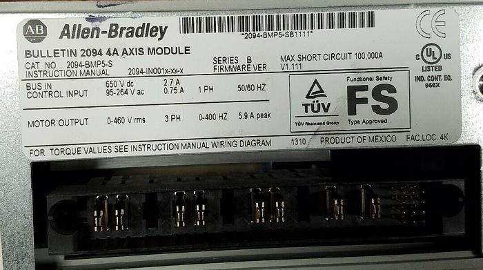 Used Allen Bradley 2094-BMP5-S Ser.B Kinetix 4 Amp Axis Safety Module UPS RED SAMEDAY