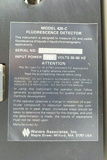 Used MILLIPORE Waters Model 420-C & M420-E Flourescence Detector