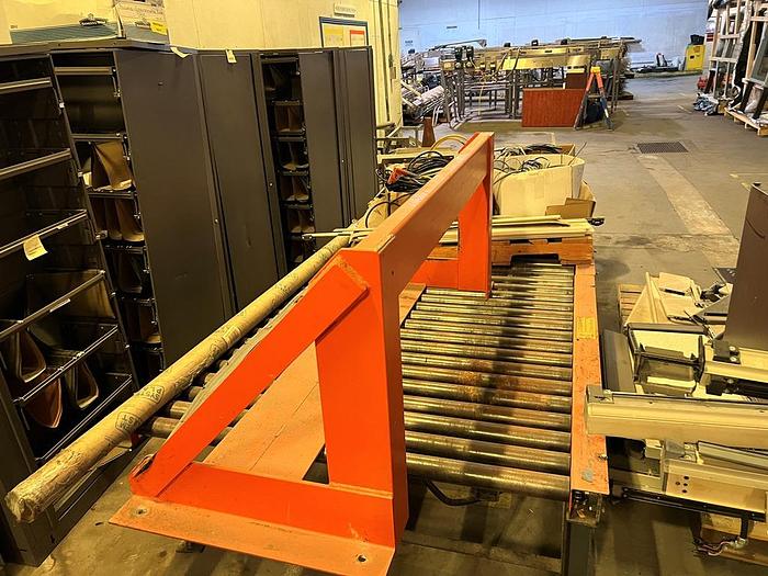 Used Stainless steel case and pallet conveyor to feed palletizer