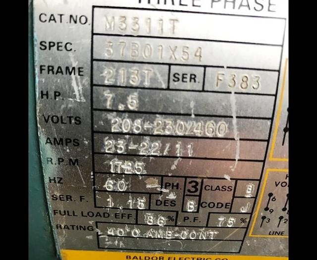 Used Stokes 212-H Vacuum Pump Used, Powered By Baldor 7.5 HP Motor 208-230/460 Volts 1725 RPM.