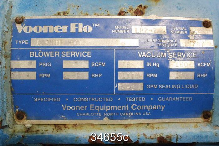 Used Vooner LR2-2 Vacuum Pump #34655
