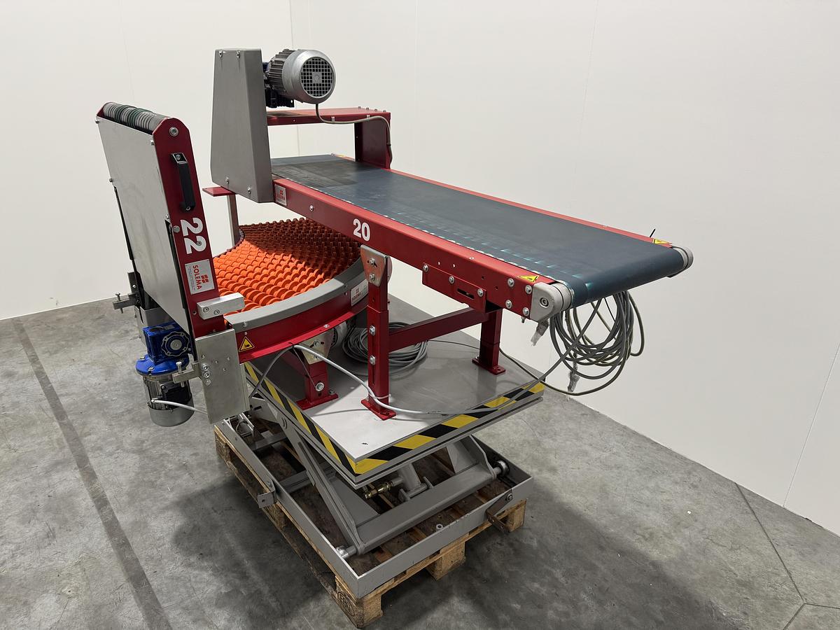 Used Solema Straight and 90° conveyor system, with lifting table (no2)
