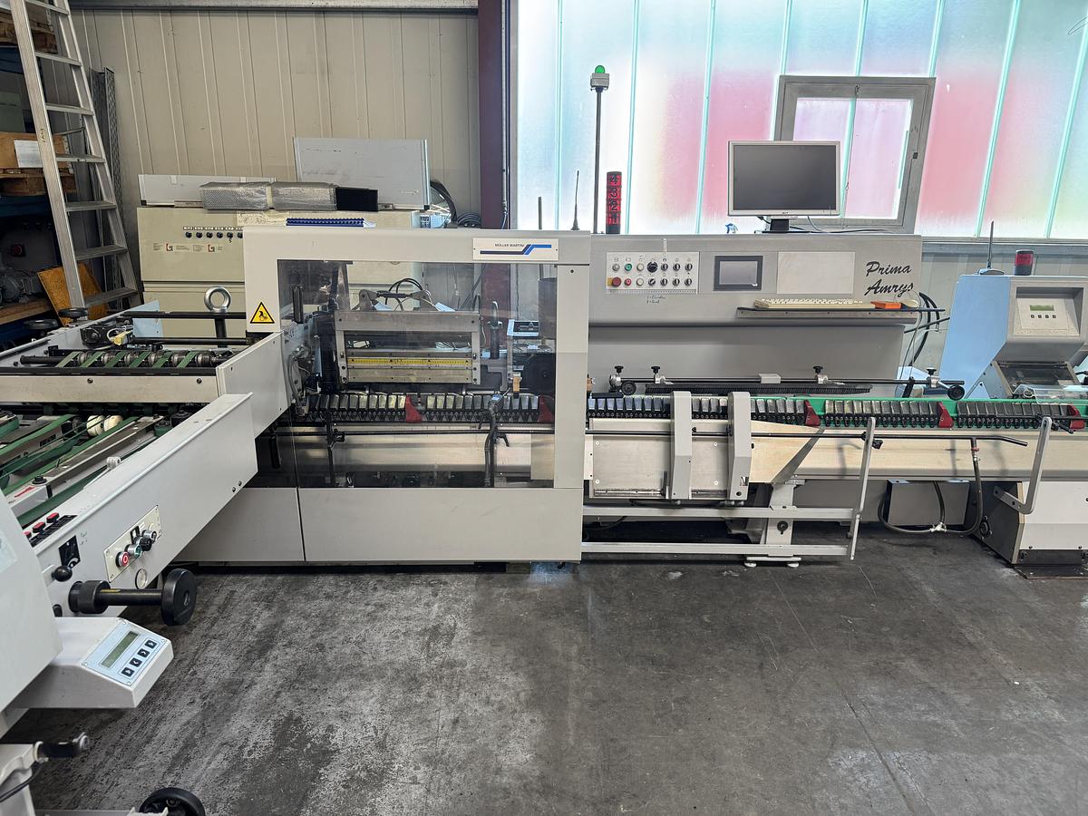 Used Müller Martini saddle stitcher Prima Amrys (2001 - Upgraded by Müller Martini 2018)