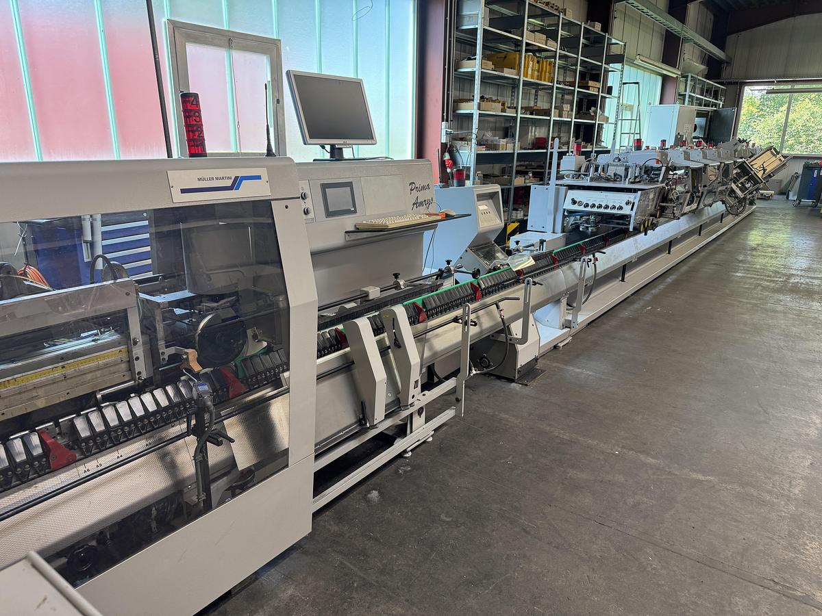 Used Müller Martini saddle stitcher Prima Amrys (2001 - Upgraded by Müller Martini 2018)
