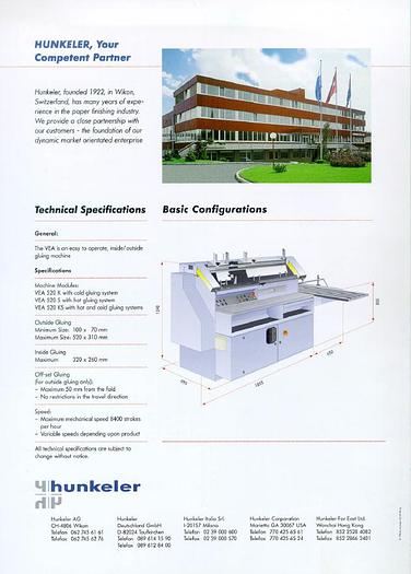 Used Hunkeler end sheet tipping machine VA 520 K (+/- 1990)