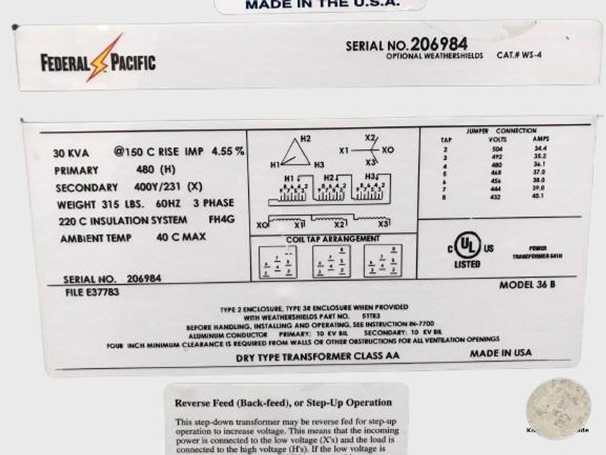 Used Federal Pacific part no.: 206894