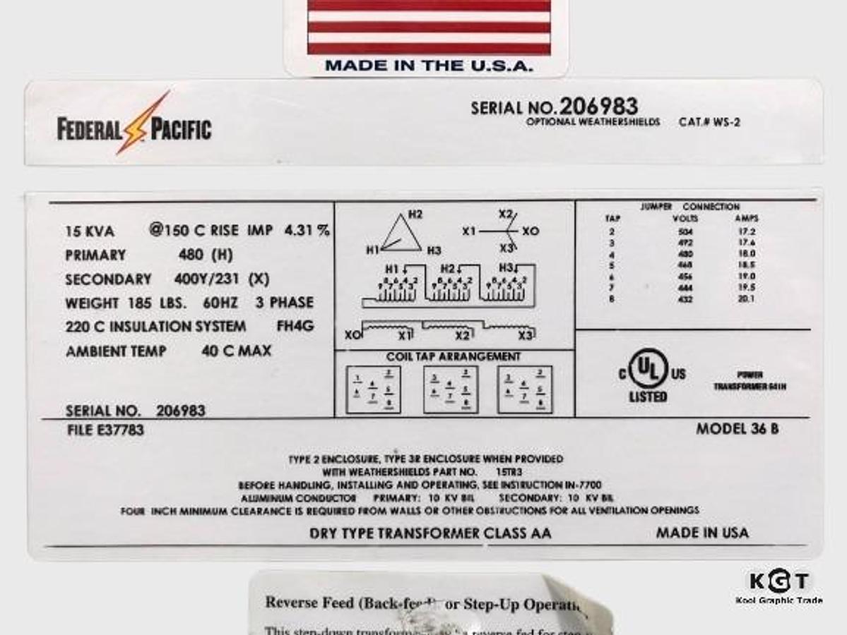 Used Federal Pacific part no.: 206983