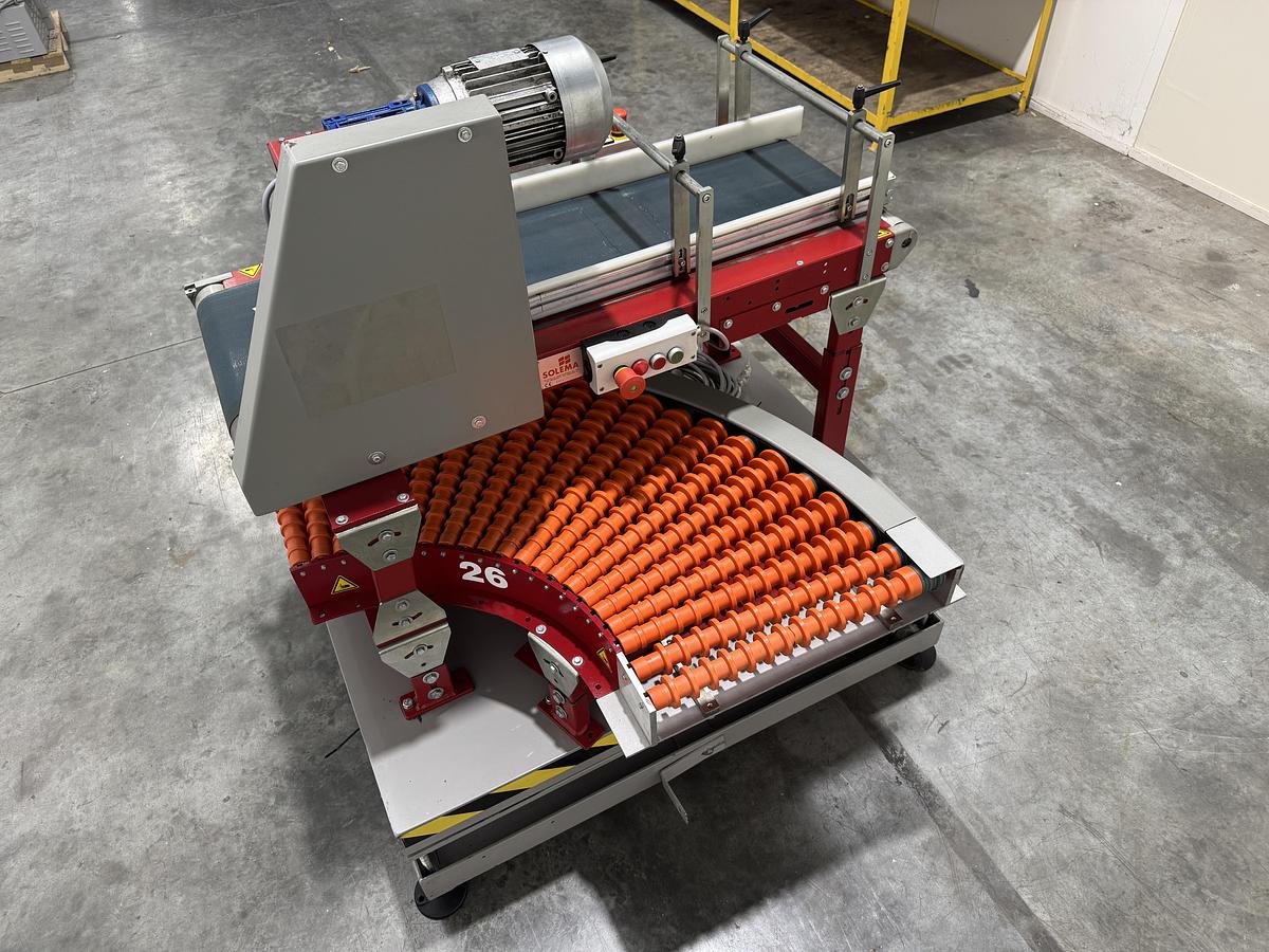 Used Solema Straight and 90° conveyor system, with lifting table (no1)