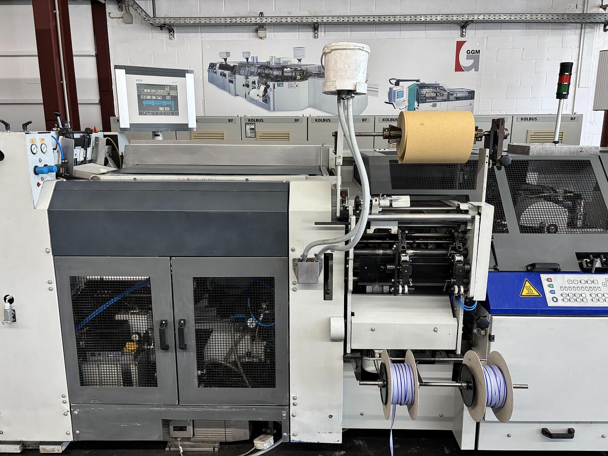 Used Kolbus hard cover book line BF 527 + FE 604 + DS 391 (2004)