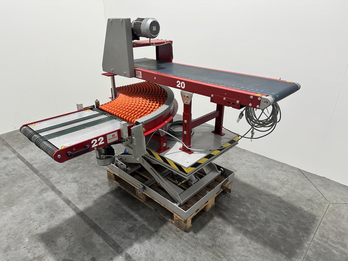 Used Solema Straight and 90° conveyor system, with lifting table (no2)