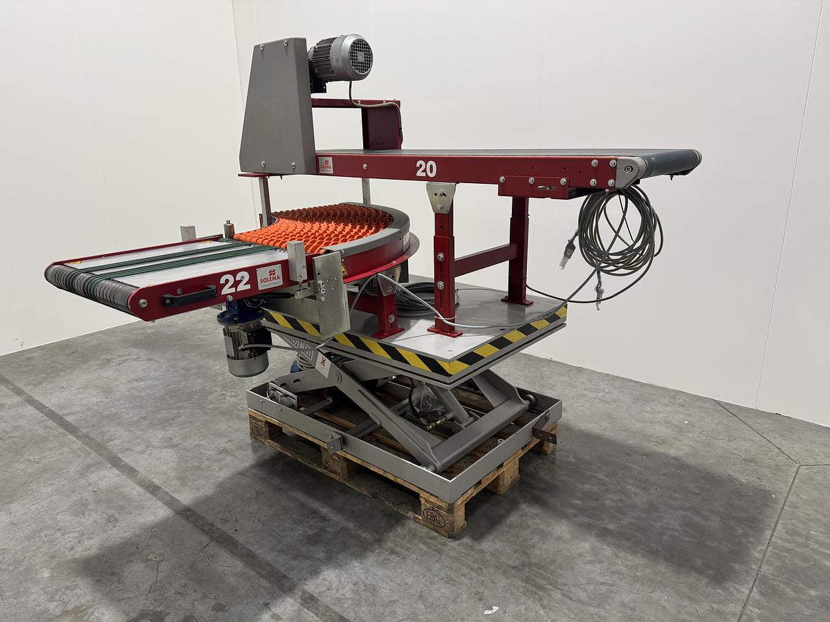 Used Solema Straight and 90° conveyor system, with lifting table (no2)
