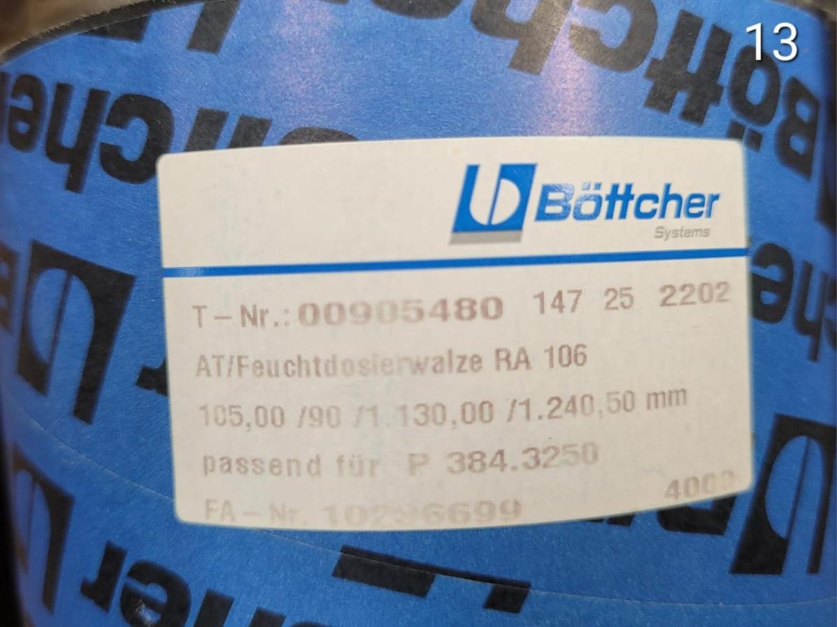 KBA RA 106 inking + dampening rollers