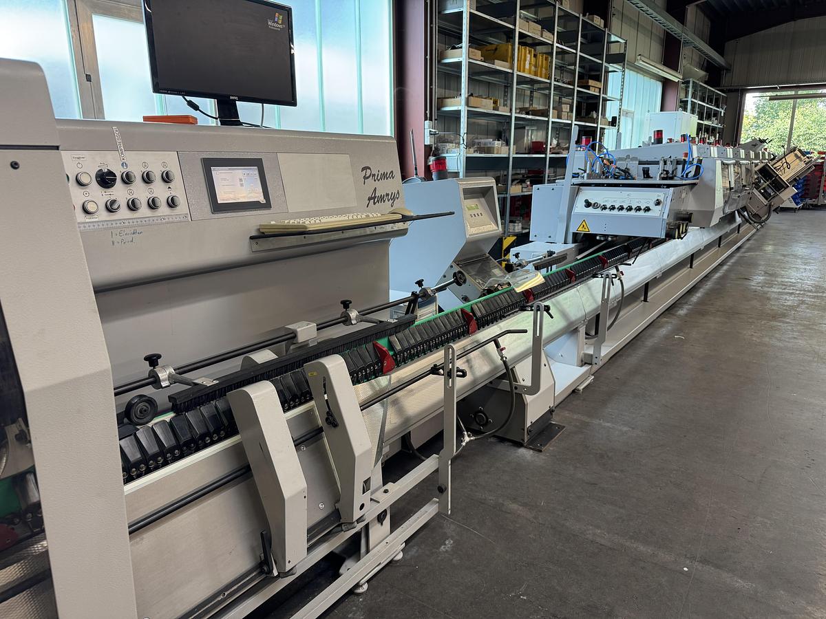 Used Müller Martini saddle stitcher Prima Amrys (2001 - Upgraded by Müller Martini 2018)