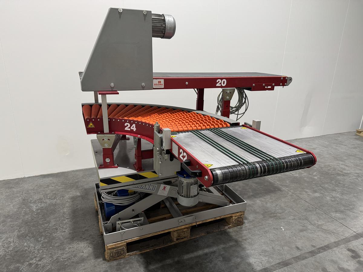 Used Solema Straight and 90° conveyor system, with lifting table (no2)
