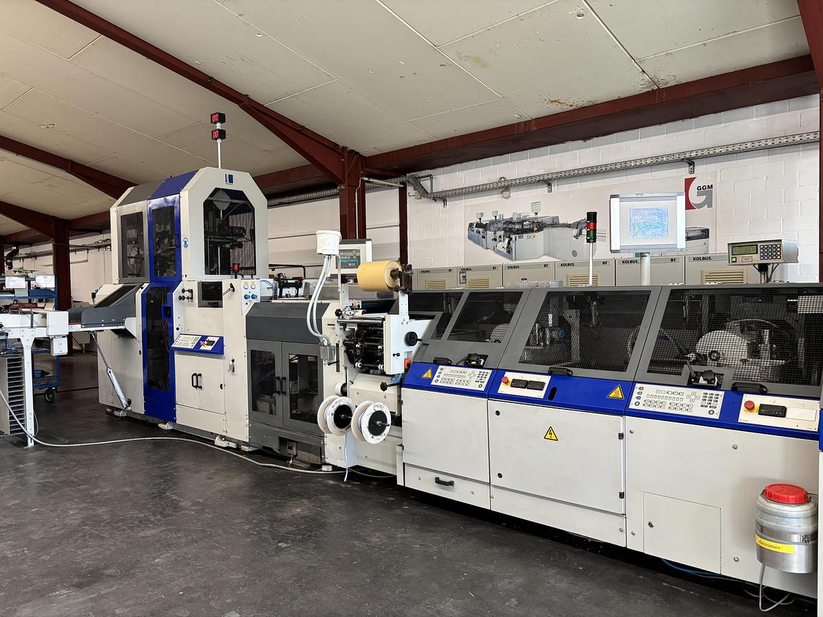 Used Kolbus hard cover book line BF 527 + FE 604 + DS 391 (2004)