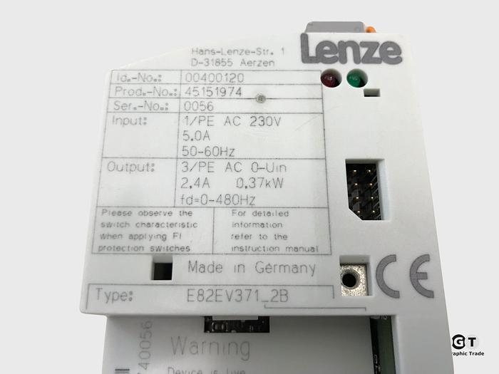 Used Lenze part no.: E82EV371-2B