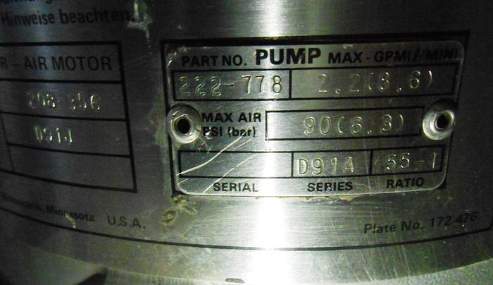 Used Unloader, Drum, Graco, D91A, S/st, 2.2 GPM, 8.6 PSIUnloader, Drum, Graco, D91A, S/st, 2.2 GPM, 8.6 PSI #S742250