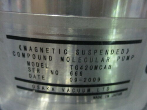 Used 2009 Osaka Vacuum TG420MCAB Magnetic Suspended Compound Turbomolecular Pump