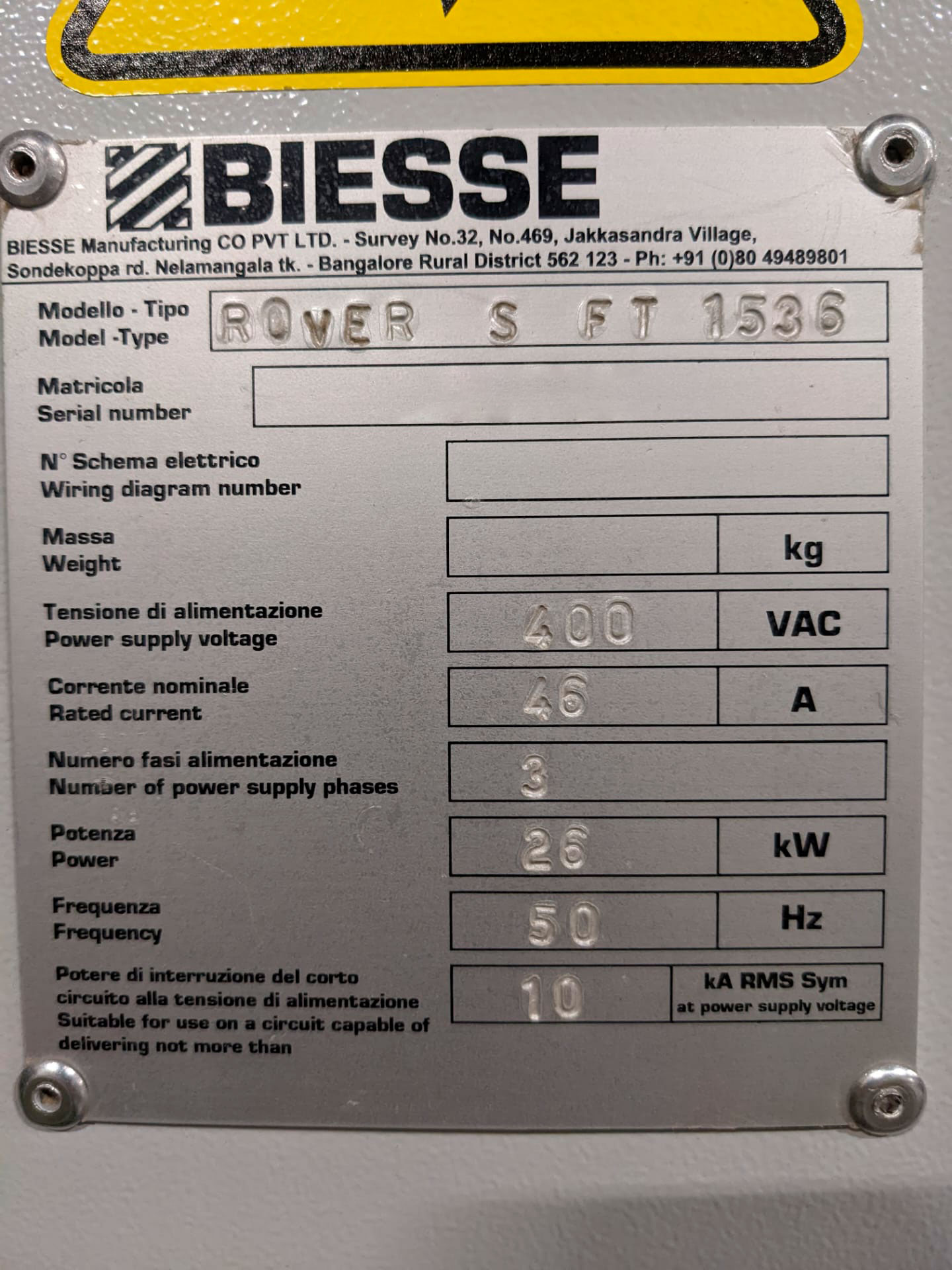 Used Biesse Rover S FT 1536 - CNC Machining Centers - 2016