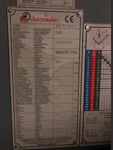 Used 2011 Durma AD-R 30135 CNC Pressbrake