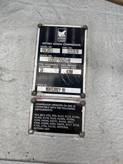 Used 2017 Sabroe OHU 10737 Rotary Screw Compressor