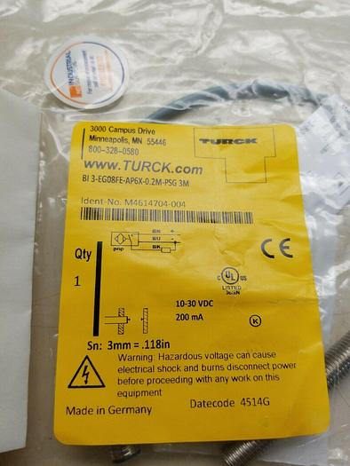Turck BI 3-EG08FE-AP6X-0.2M-PSG 3M